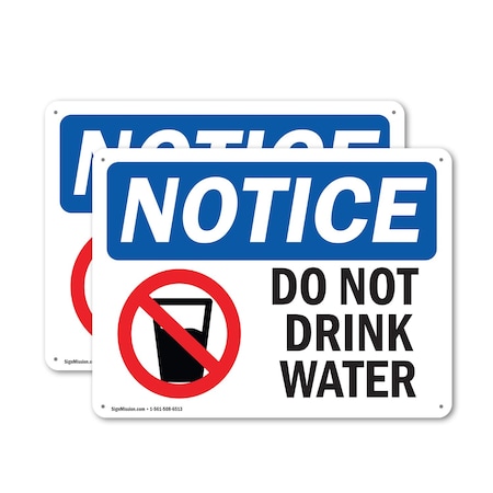 Signmission Do Not Drink Water, 24 in W x Rectangle, Plastic OS-2PACK-NS-P-1824-L-11152